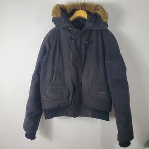 Canada Goose Chiliwack Bomber Jacket Men's XL Black Coyote Fur Insulated